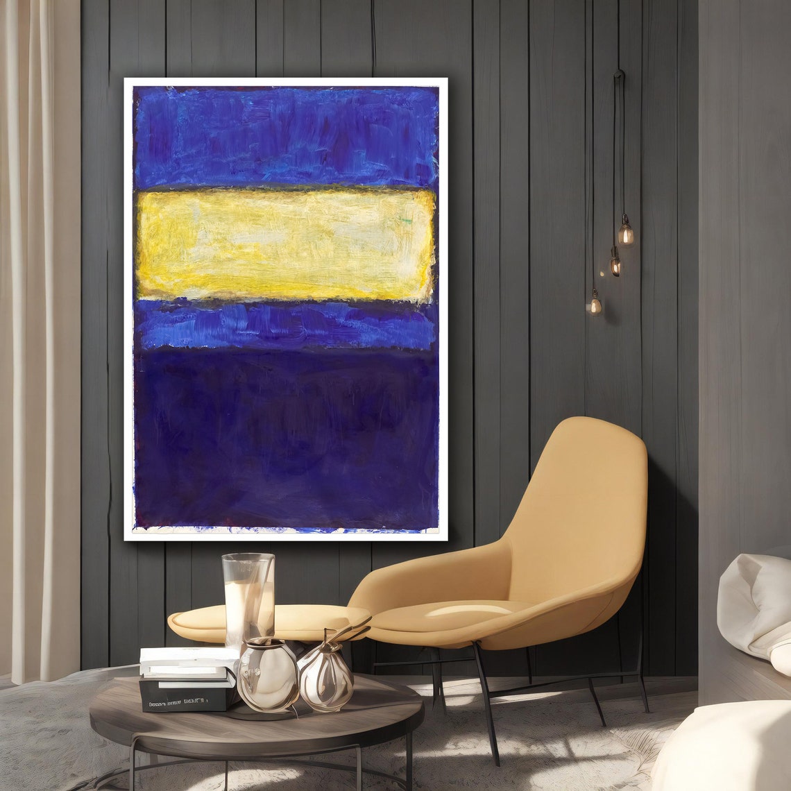 Mark Rothko Style Blue Yellow Indigo Color Field Abstract Poster - Image 2