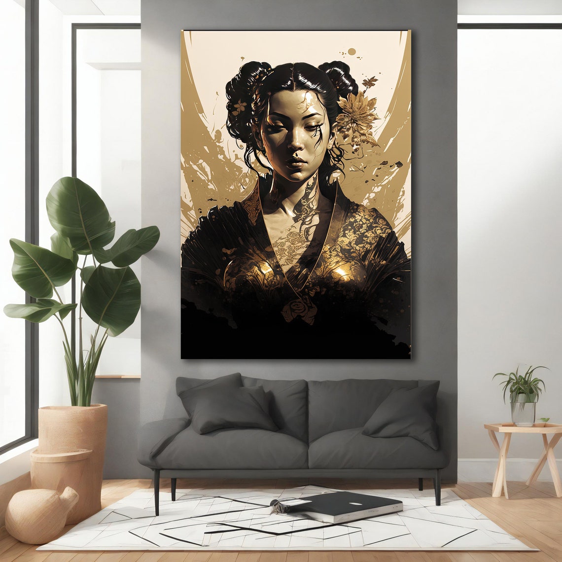 Geisha Painting Japanese Print Japanese Woman Poster Feng Shui Print Yin Yang Wall Art Manga Poster Samurai Poster Geisha Print - Image 3