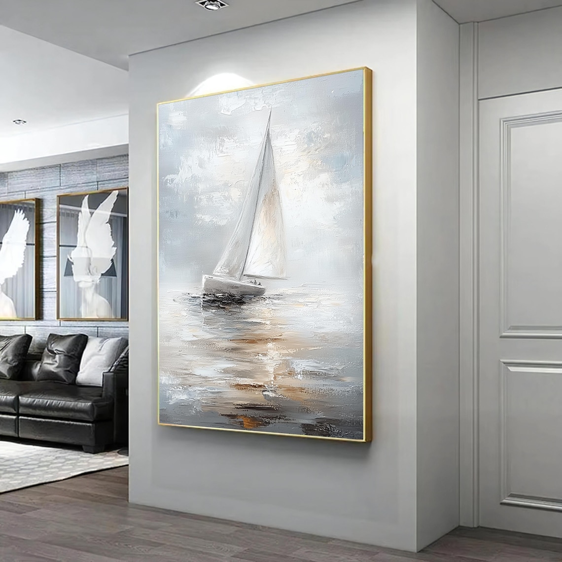 Sailing Ship Watercolor Framed Print Nautical Decor Large Wall Art Maritime Artwork Boat Lovers Gift