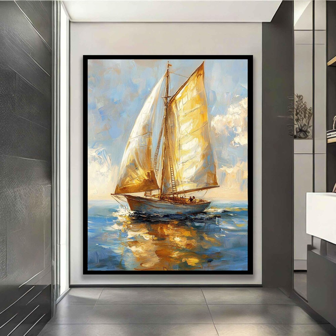 Sea Landscape Sailing Art, Coastal Wall Decor - Image 5