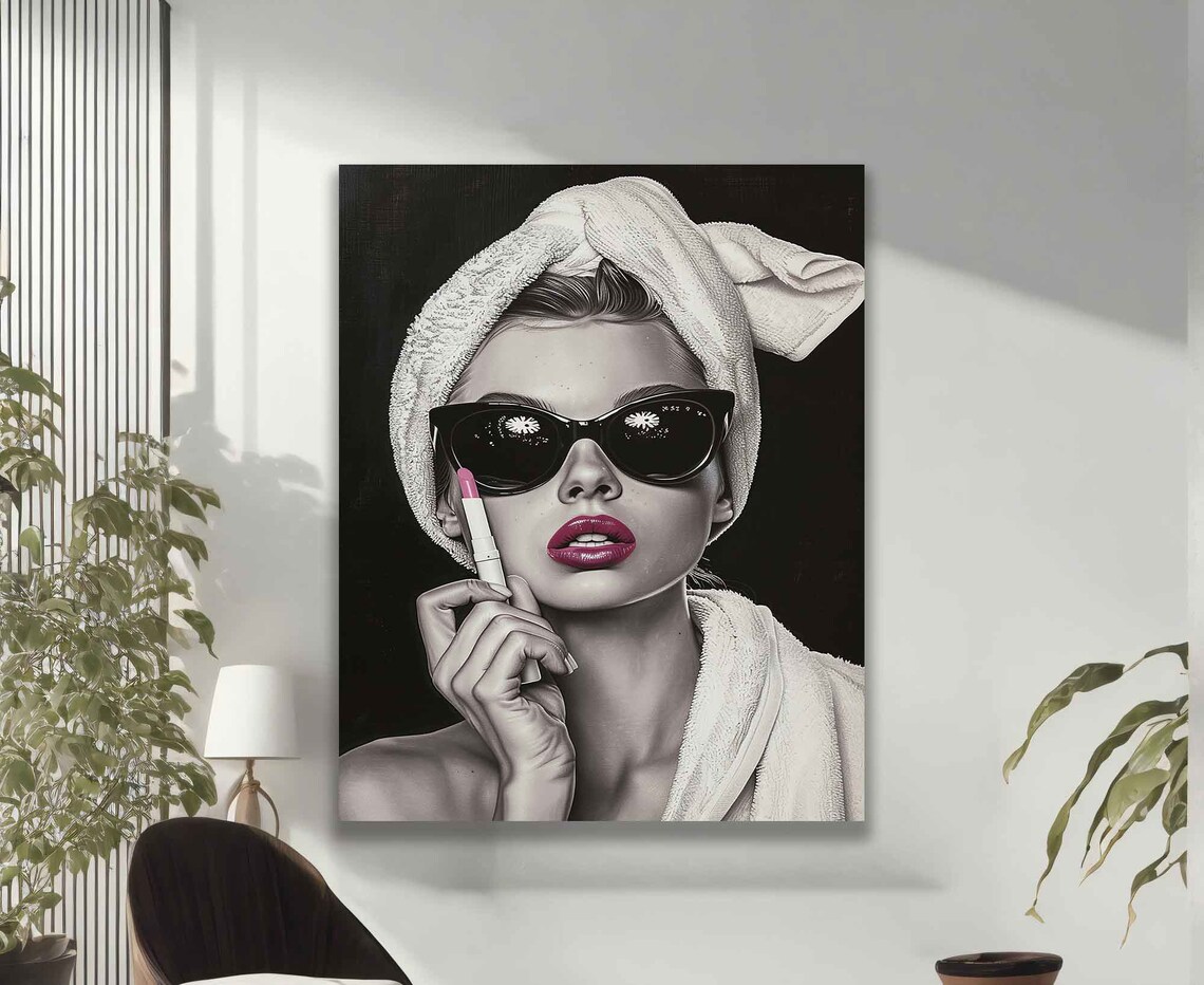 Woman Applying Lipstick Poster, Fashion Portrait - Image 2