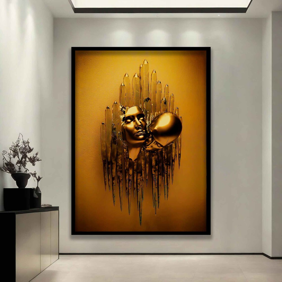 Bronze Kissing Heads Melting Gold Drips Warm Sculpture Love Art Poster - Image 3