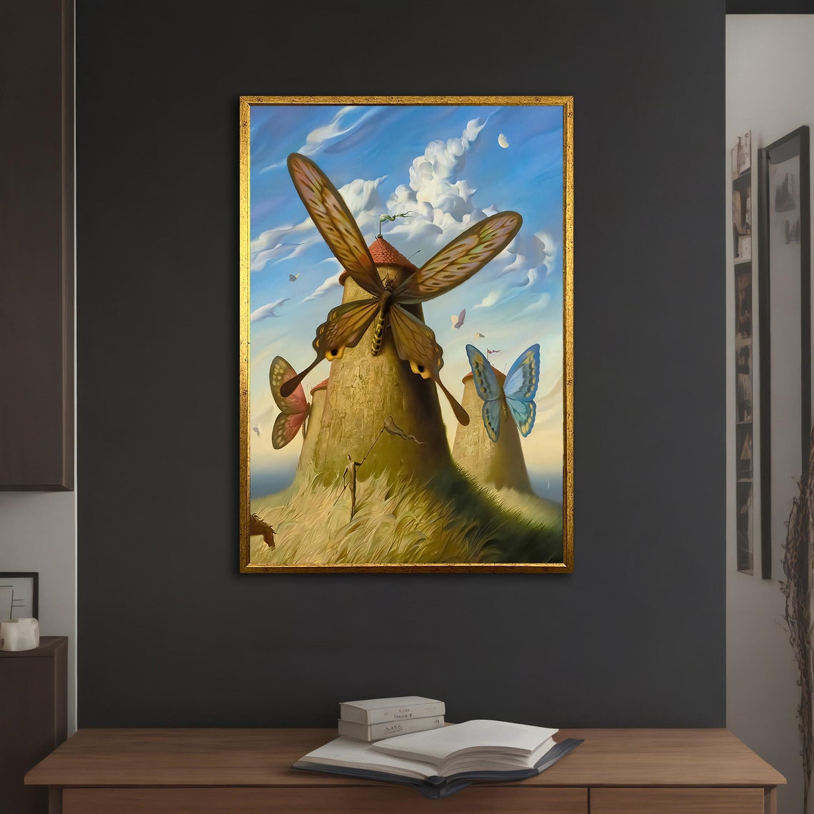 Surrealist Butterfly Wing Windmill Dream Sky Fantasy Landscape Poster - Image 5