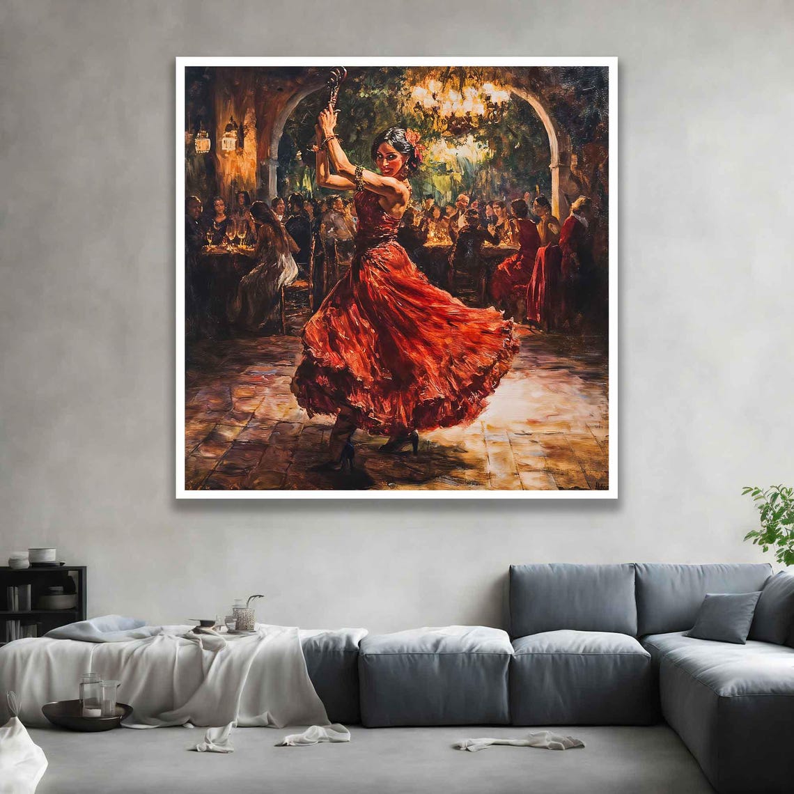 Spanish Dancer Woman Flamenco Girl Art Old Style Spanish Wall Art Woman In Red Dress Print Spanish Culture Decor - Image 4
