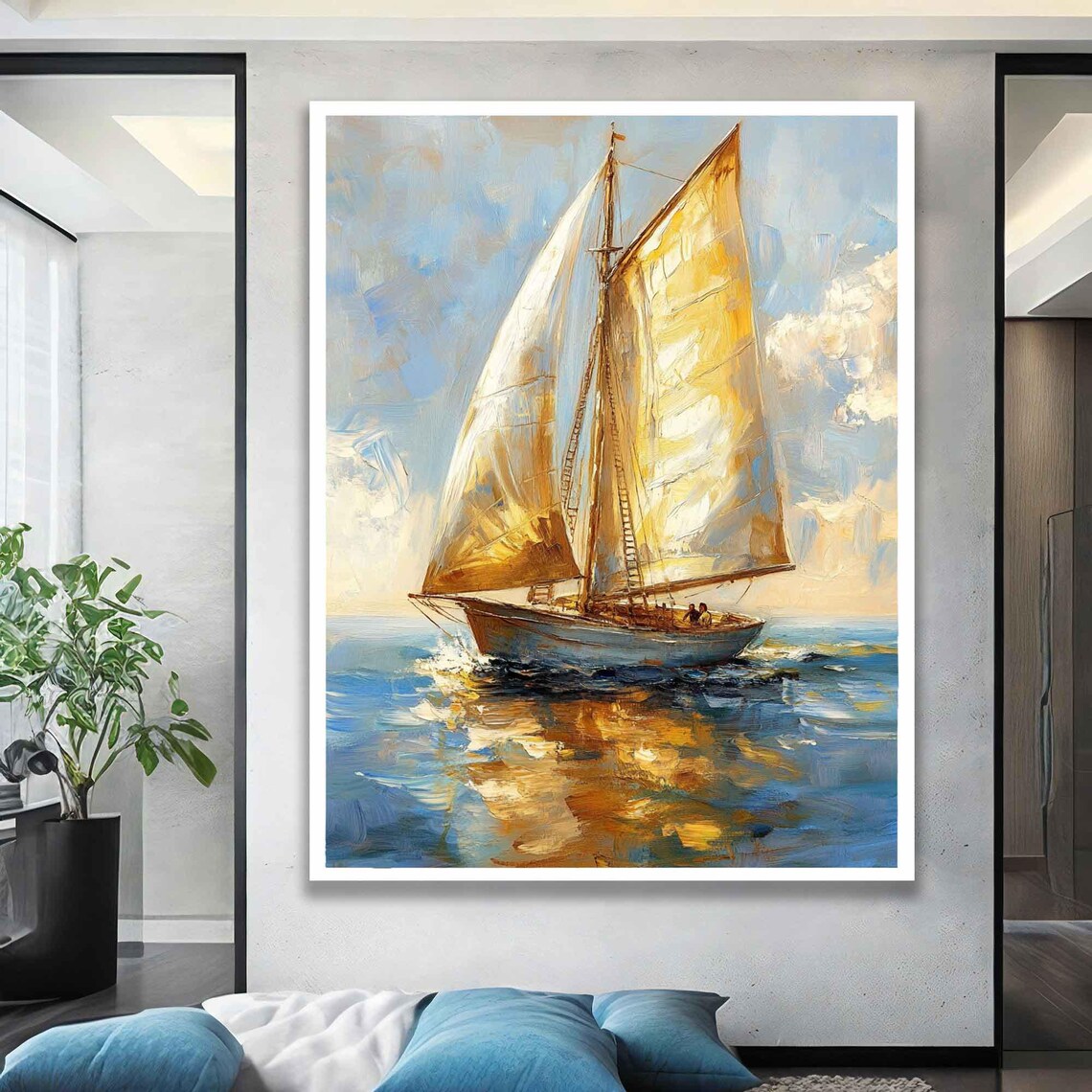 Sea Landscape Sailing Art, Coastal Wall Decor - Image 2