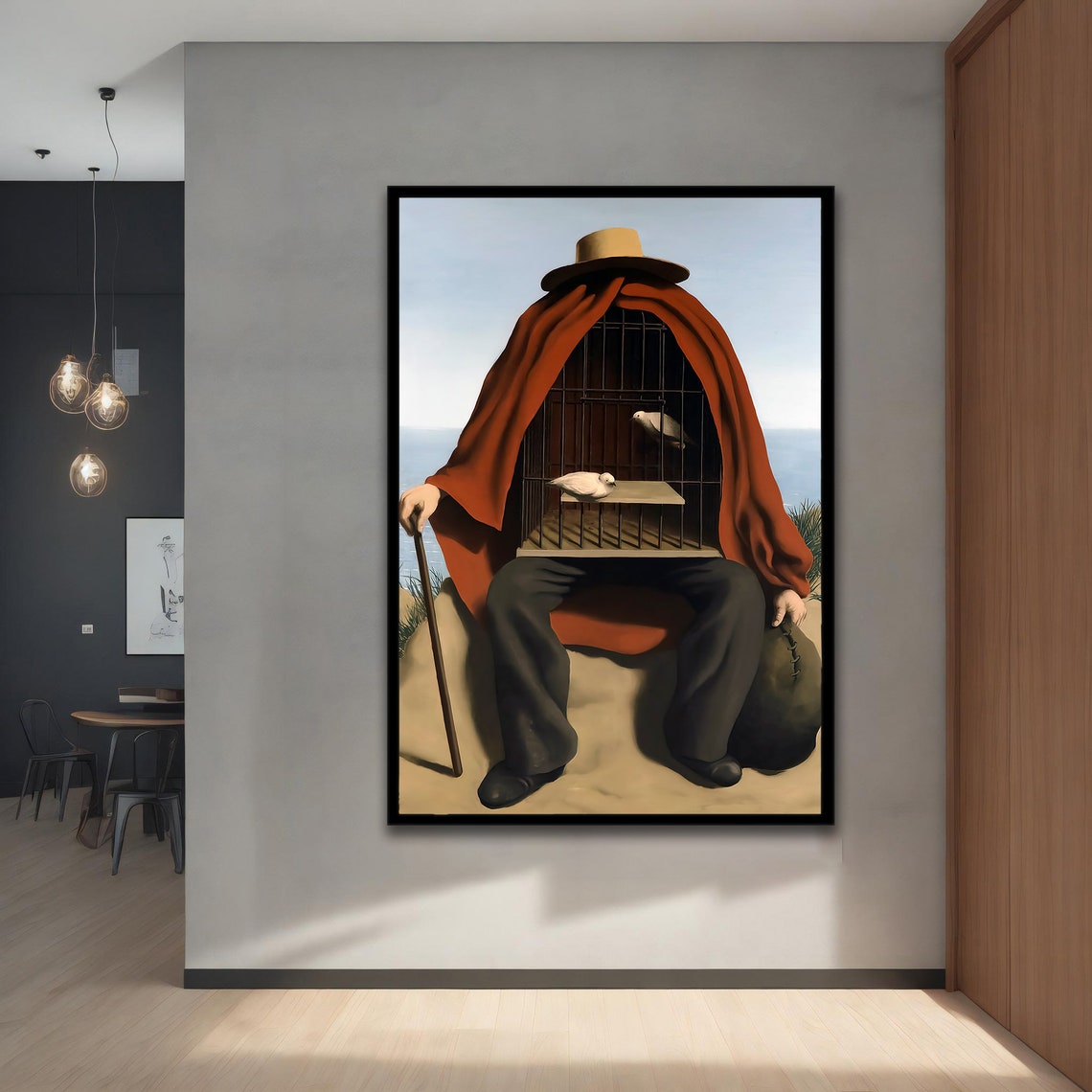 Rene Magritte The Therapist Birdcage Man Surreal Classic Art Poster
