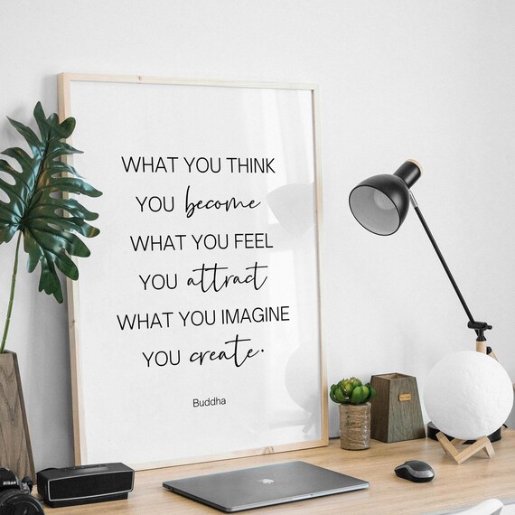 Buddha Quote What You Think You Become Mindfulness Wall Art Poster