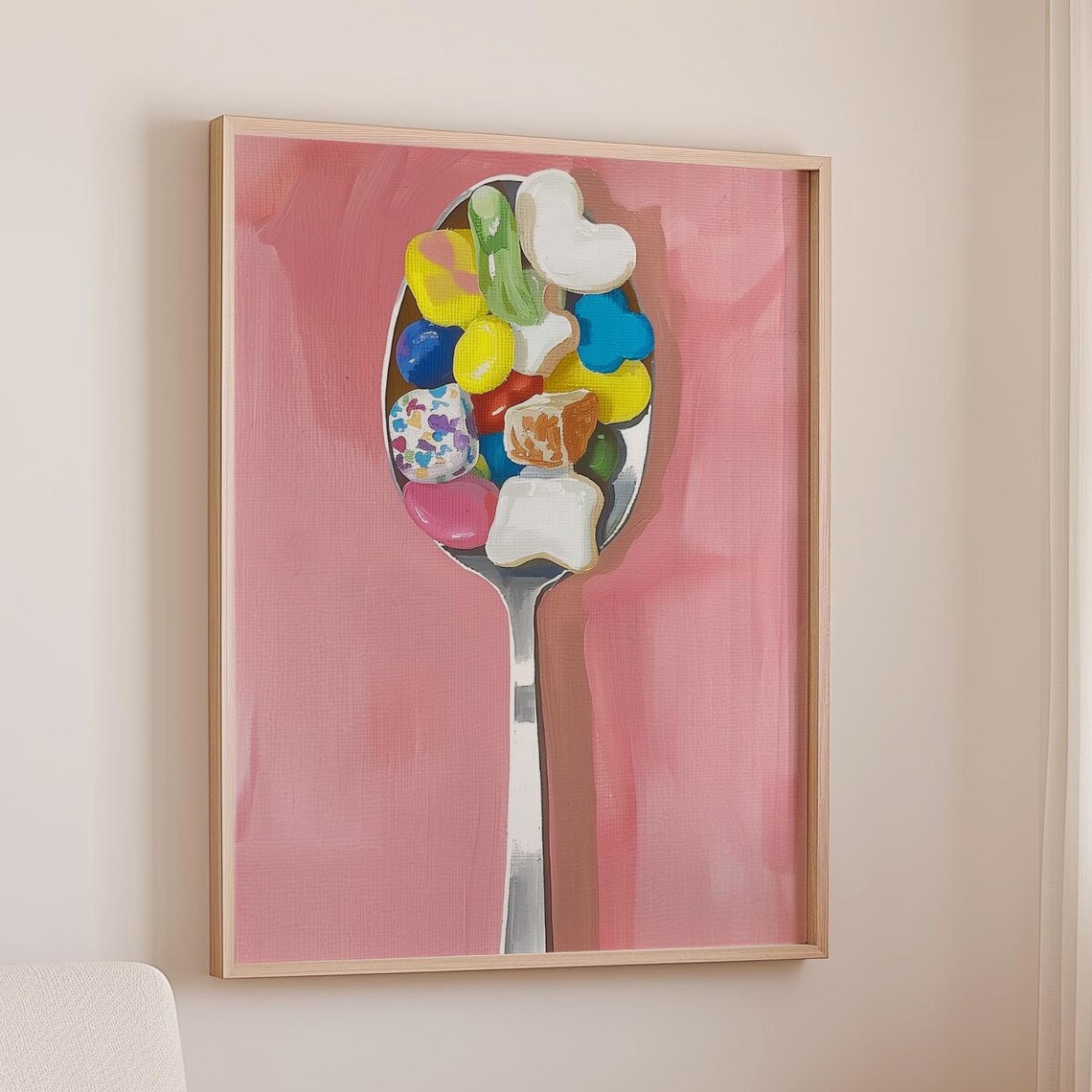 Spoonful Of Colorful Cereal Marshmallows Pink Pop Art Poster