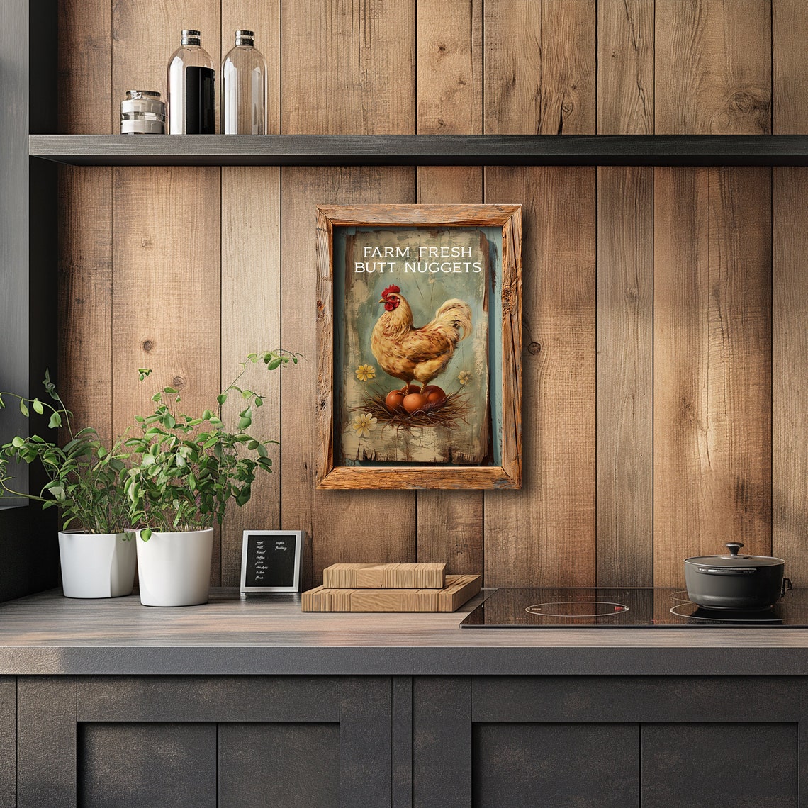 Farm Fresh Butt Nuggets Hen Laying Eggs Funny Farm Chicken Poster - Image 2