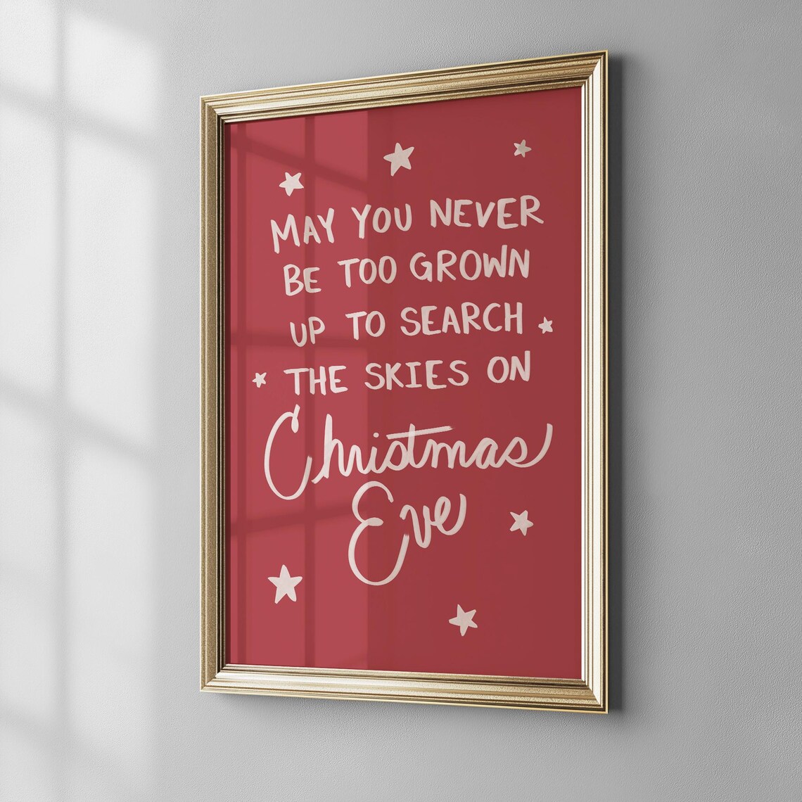 May You Never Be Too Grown Up Red Christmas Eve Quote Wall Poster - Image 3