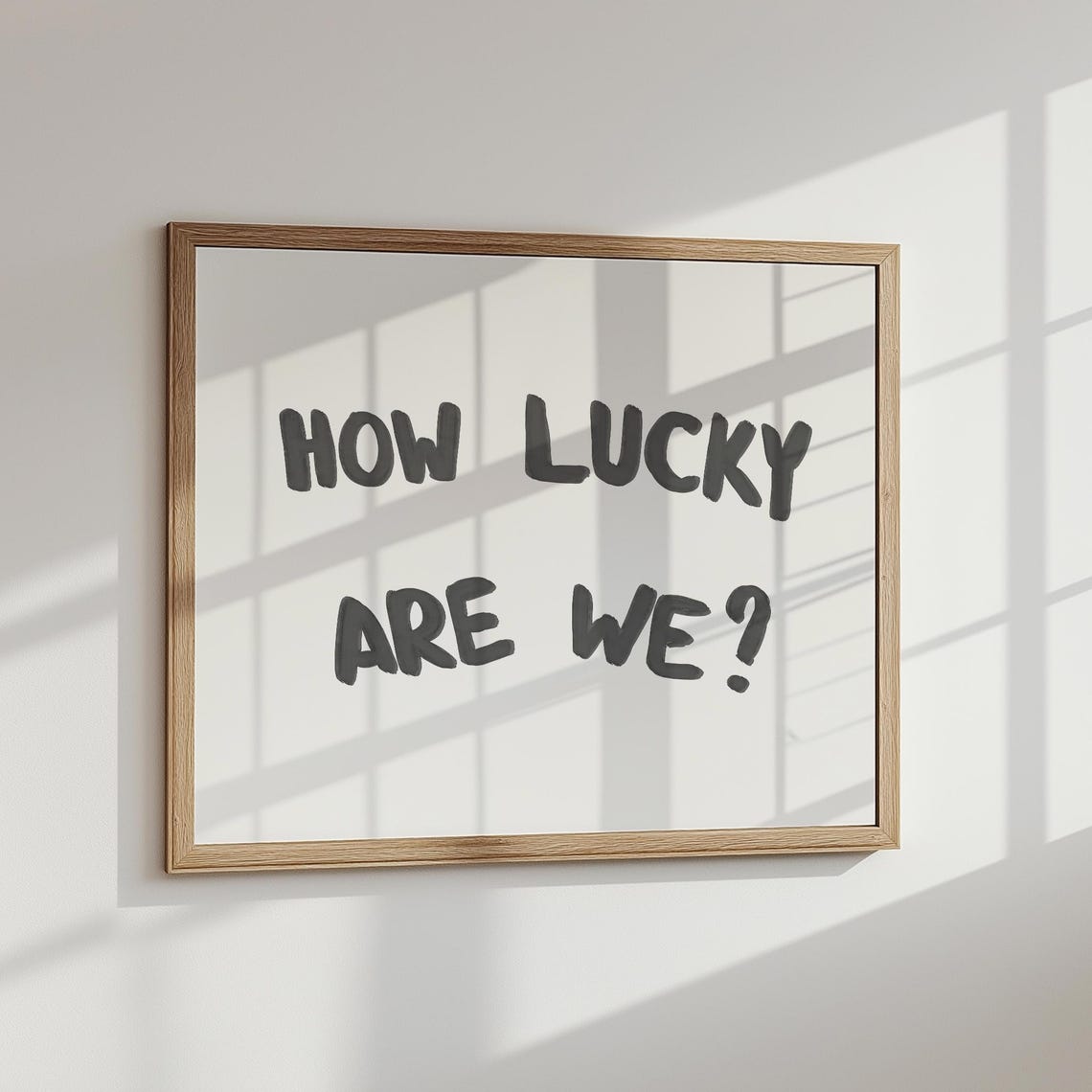 How Lucky Are We Grateful Hand Lettered Thankful Wall Poster - Image 3