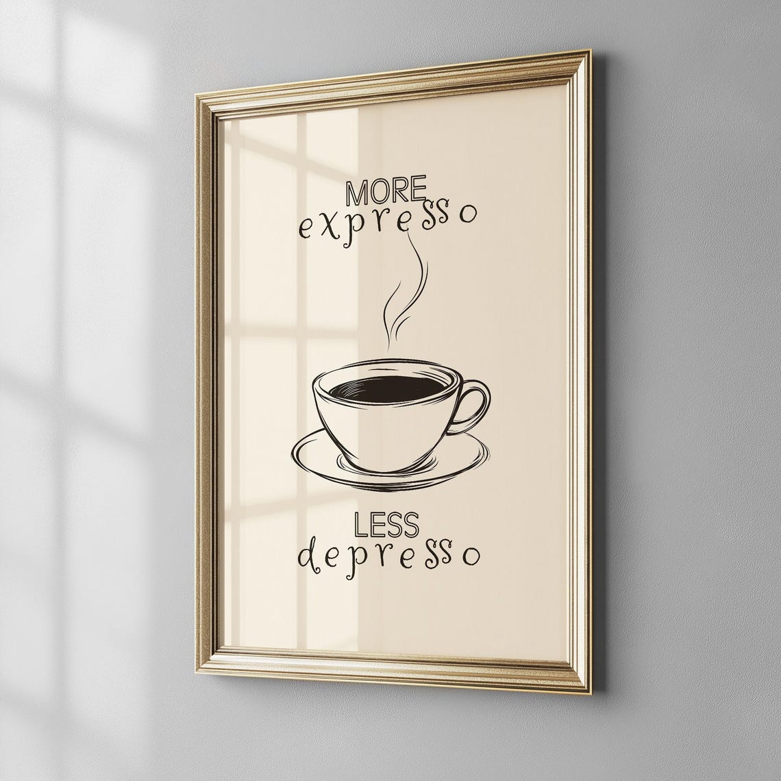 More Espresso Less Depresso Funny Coffee Cup Kitchen Quote Print - Image 3