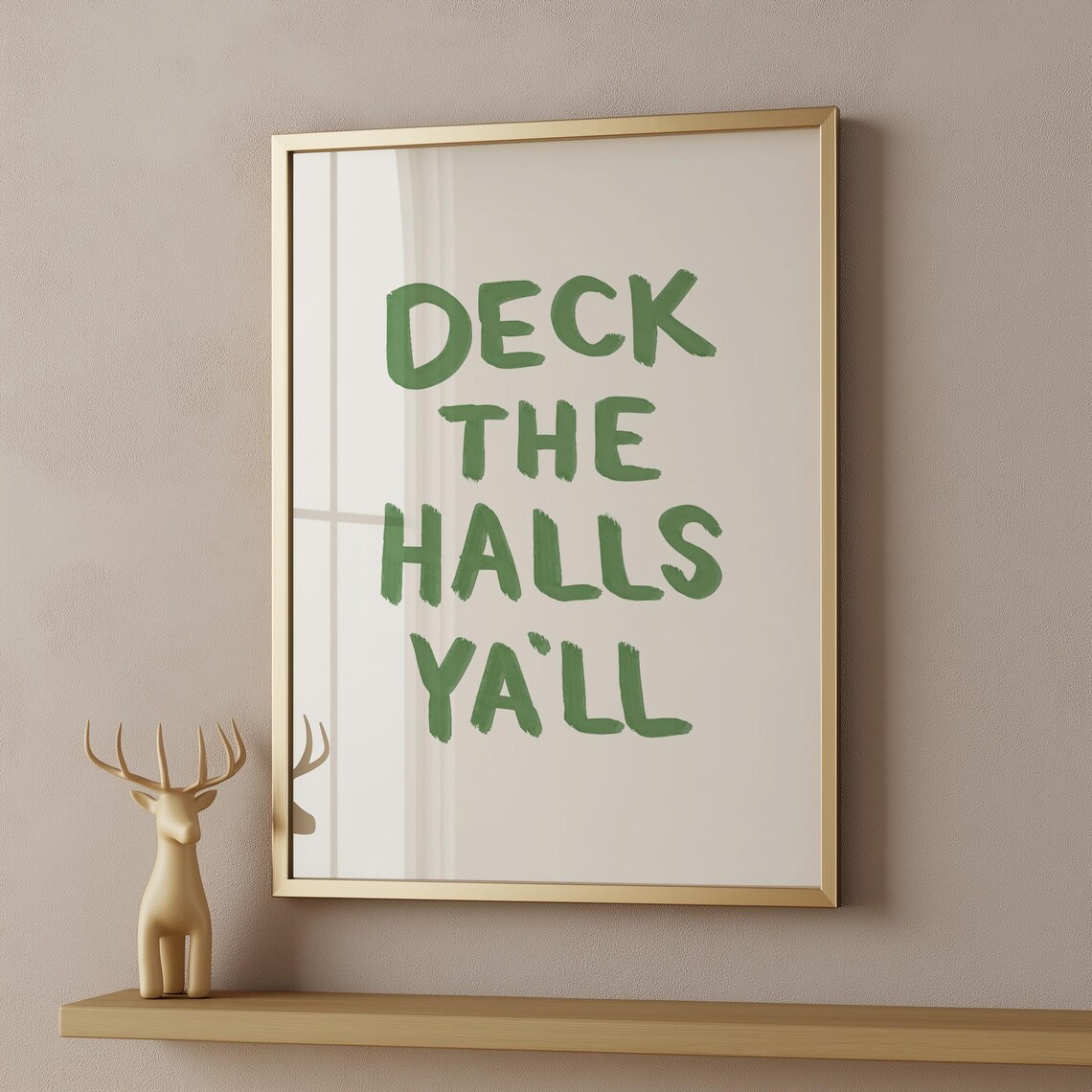 Deck the Halls Yall Green Lettering Christmas Holiday Wall Poster - Image 3
