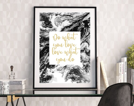 Motivational Quote Office Wall Art Gold And Black White Home Decor Inspirational Print