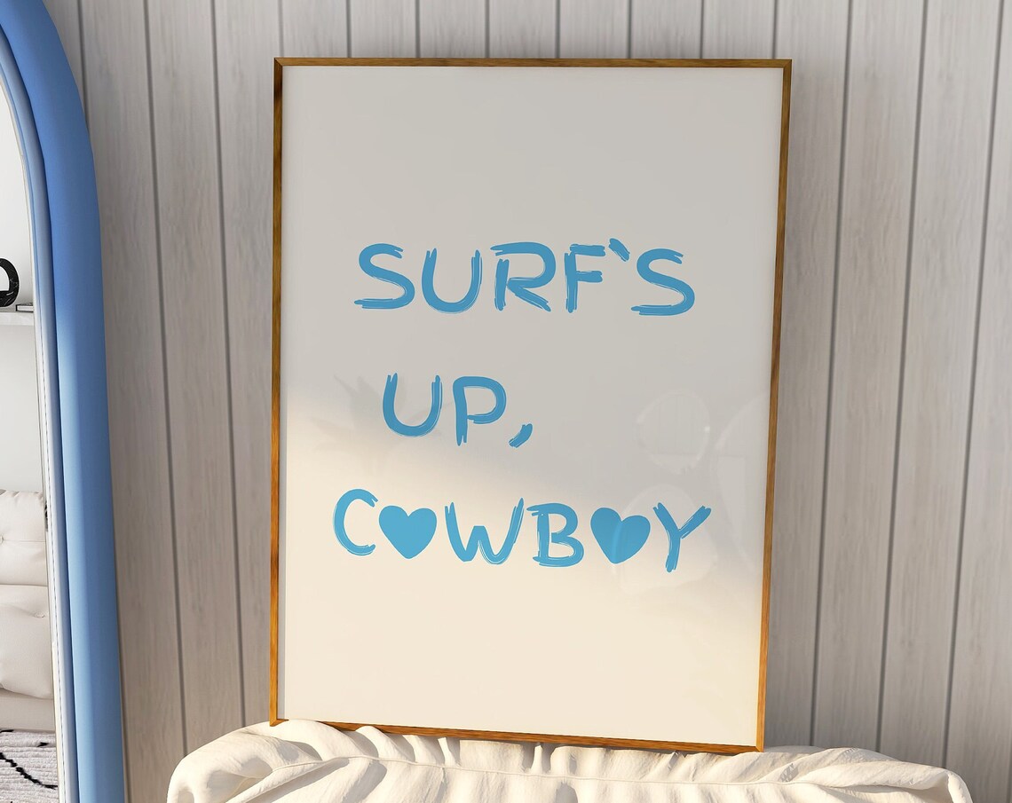 Surfs Up Cowboy Western Coastal Art Print