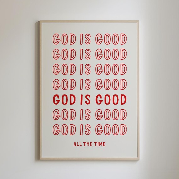 God Is Good Print Bible Verse Prints Red Christian Wall Art Modern Christian Posters Trendy God Bible Wall Decor