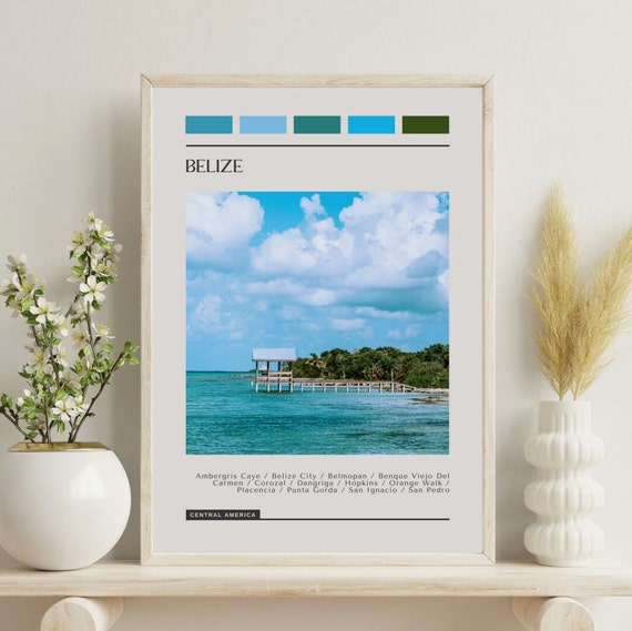 Printed Belize Poster Travel Color Block
