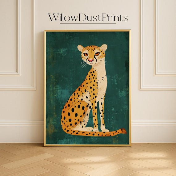 Contemporary Leopard Wall Art Bold Wildlife Illustration For Stylish And Artistic Home Design Retro Cheetah Print Studio Decor