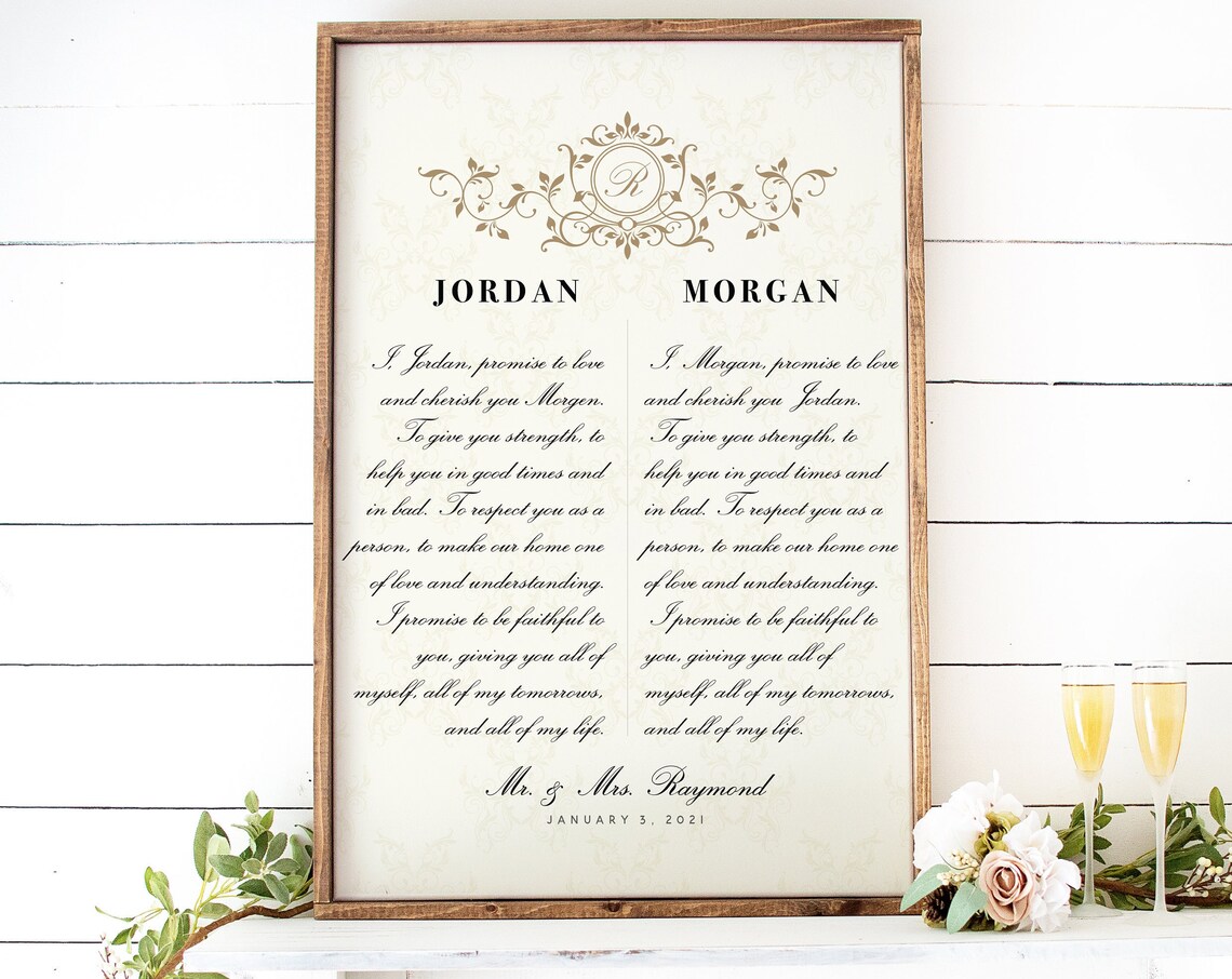 Customizable Wedding Vows, Traditional Monogram