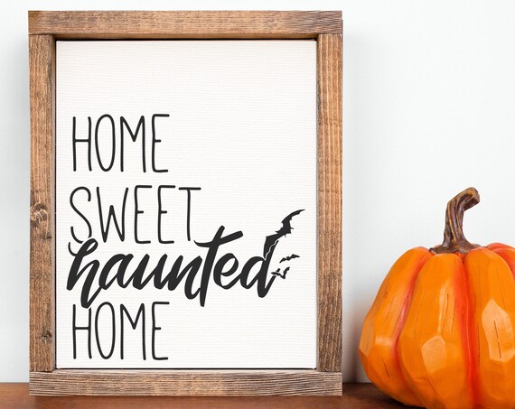 Home Sweet Haunted Home with Bats Halloween Entryway Sign Poster