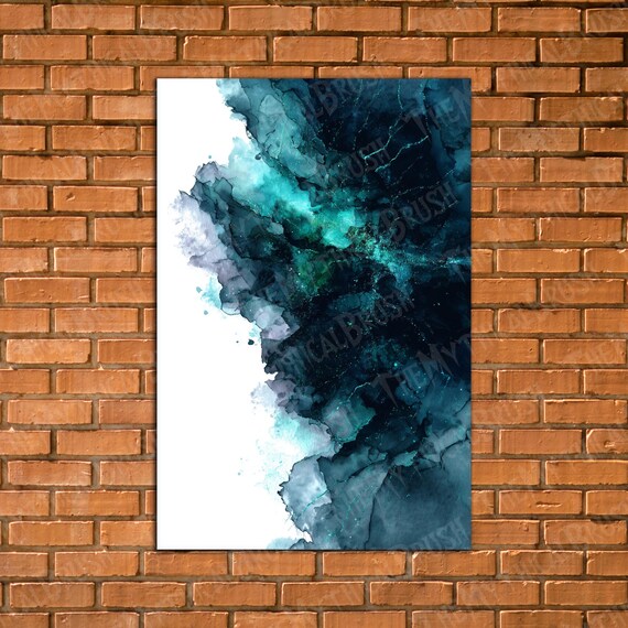 Modern Abstract Poster Print Watercolor Glass Above Bed Wall Art Unique Large Physical