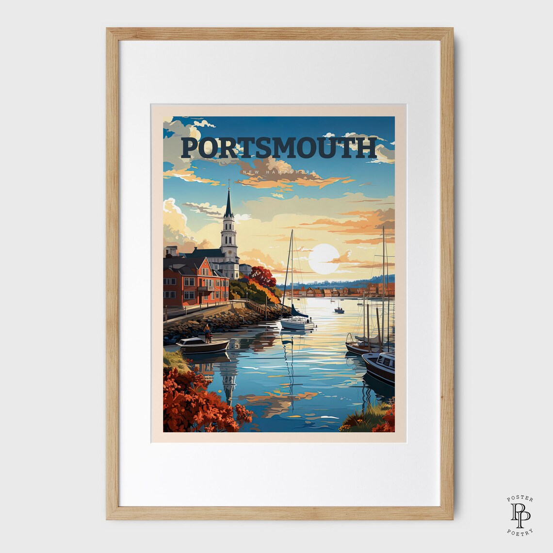 Portsmouth Rustic Coastal Travel Poster, New Hampshire - Image 4