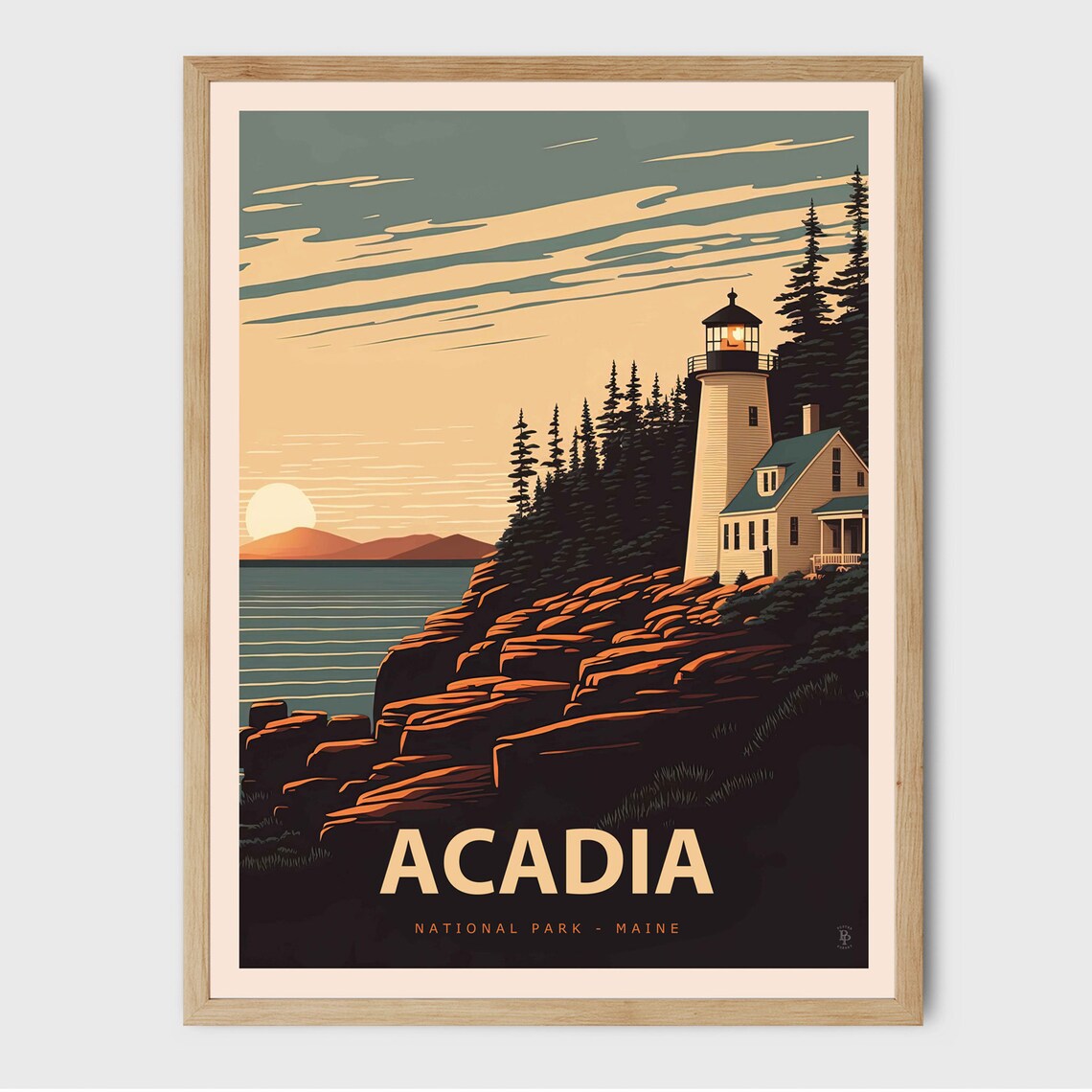 Acadia Vintage National Park Travel Poster Print