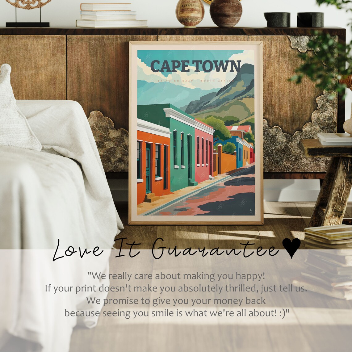 Cape Town South Africa Bo Kaap Colorful Houses Table Mountain Poster - Image 3