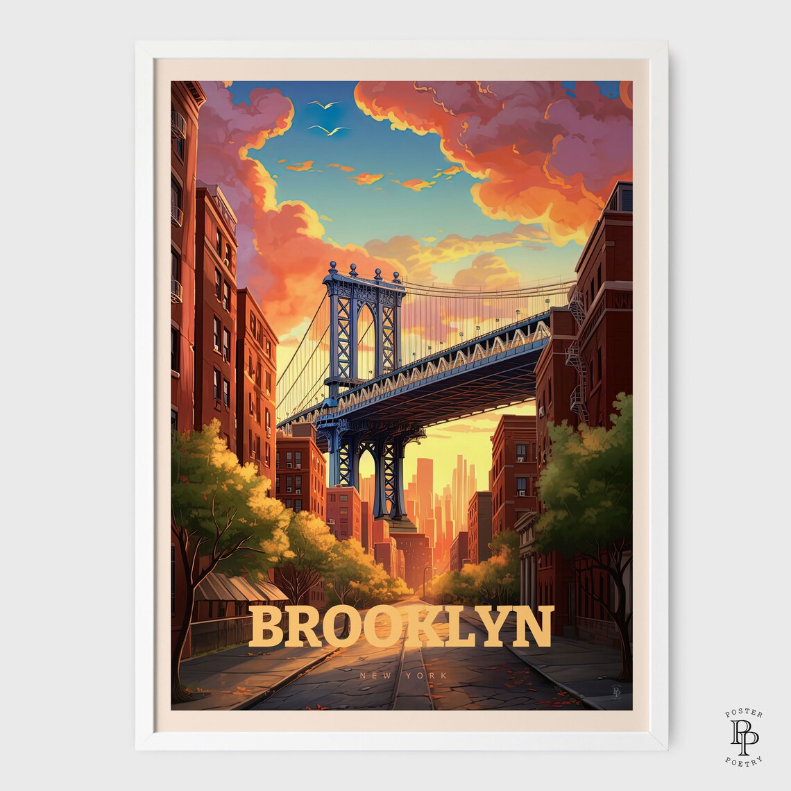 Brooklyn Bridge Vintage Travel Poster, Dumbo View - Image 2