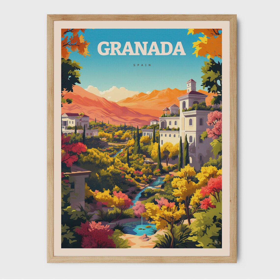 Granada Alhambra Travel Poster, Spain Wall Art