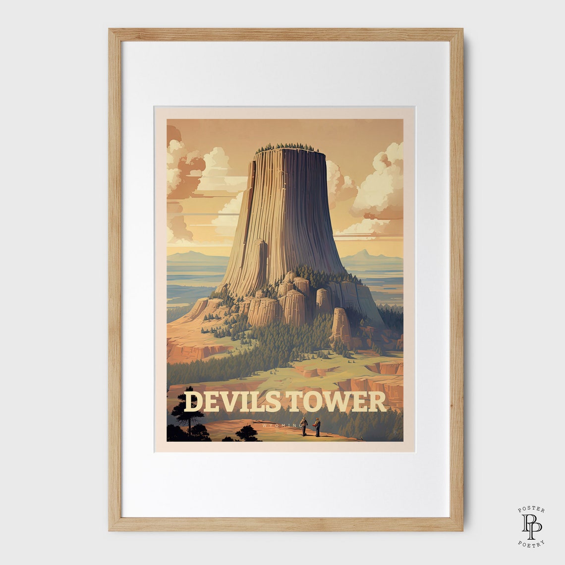 Devils Tower Wyoming Columnar Rock Formation Climbers Travel Poster - Image 4