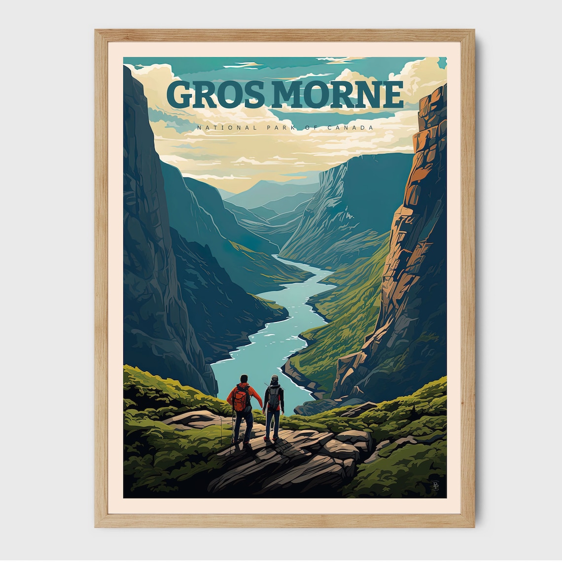 Gros Morne National Park Canada Fjord Valley Hikers Travel Poster