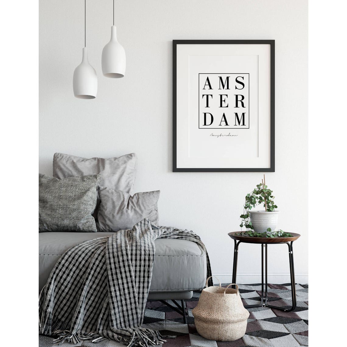 Amsterdam Bold Serif City Typography Graphic Wall Sign Poster - Image 3
