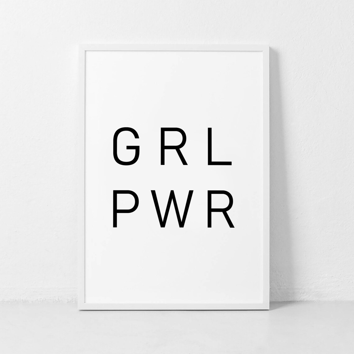 GRL PWR Bold Letters Feminist Empowerment Graphic Art Poster - Image 4