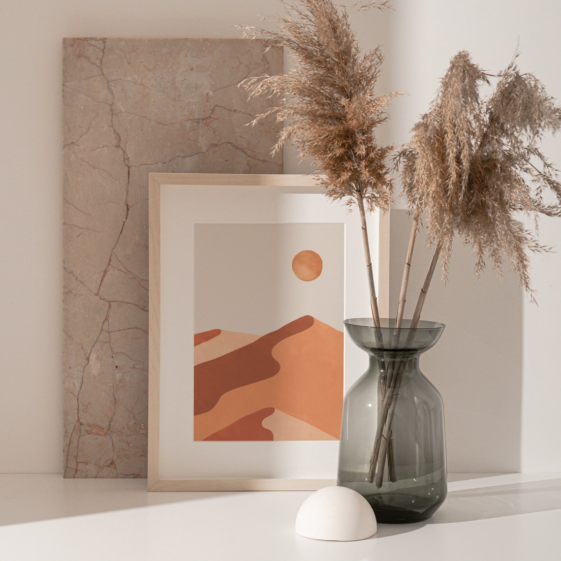 Terracotta Desert Dunes Abstract Boho Sun Neutral Landscape Wall Art - Image 2