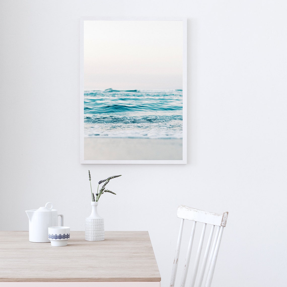 Calm Turquoise Ocean Horizon Gentle Waves Seascape Art Poster - Image 3