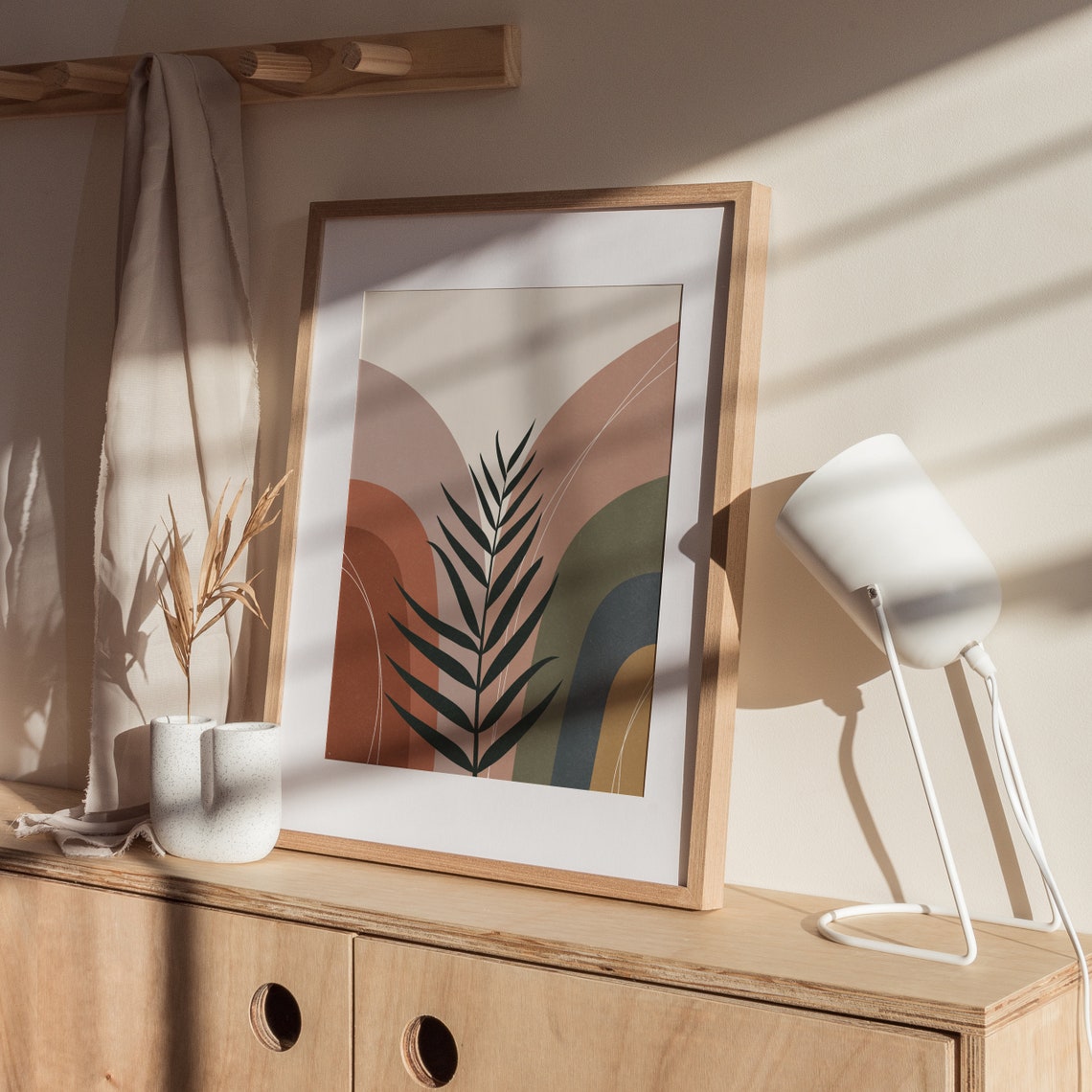 Black Fern Frond Abstract Arches Terracotta Boho Modern Wall Art - Image 2
