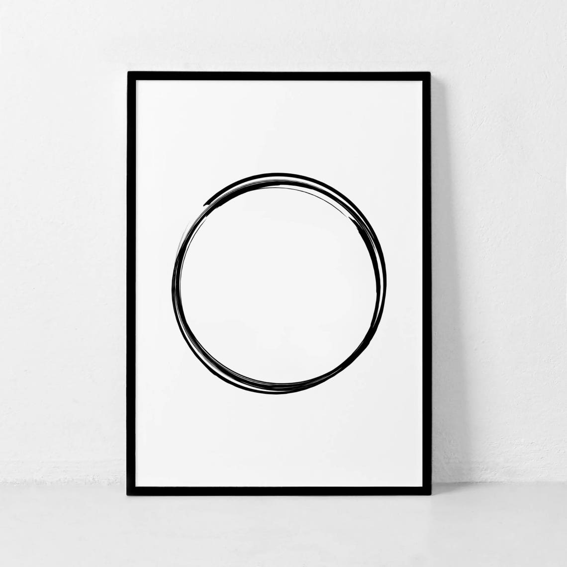 Black Enso Circle Zen Brushstroke Minimalist Japanese Art Print