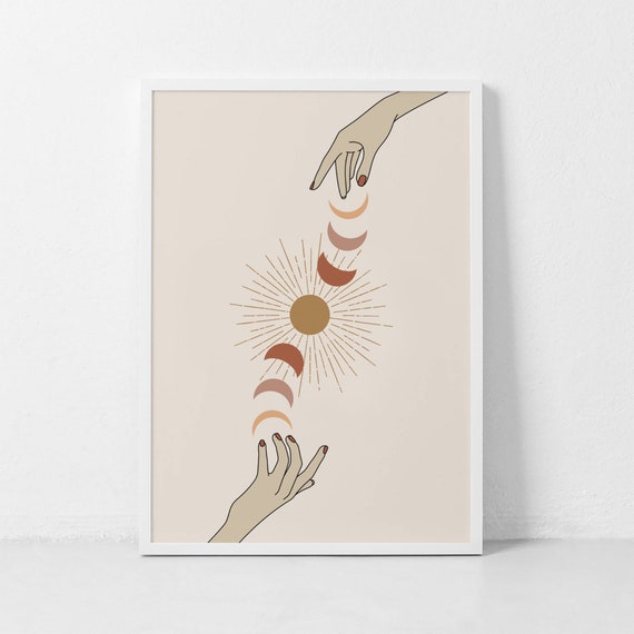 Moon Cycle Print Moon Phases Decor Moon Wall Art Boho Bedroom Decor Abstract Moon Cycle Art Celestial Art Moon Phases Print