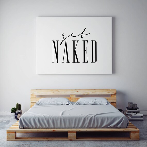 Get Naked Bathroom Poster, Scandinavian Calligraphy Print