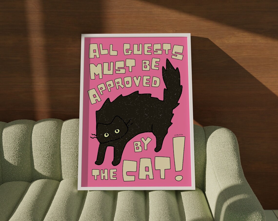 Black Cat Art Print, Funny Cat Kitchen Wall Art