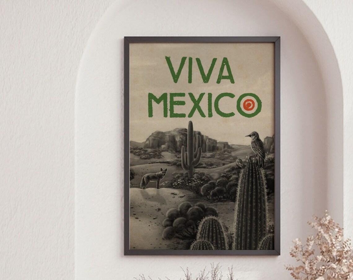 Viva Mexico Cactus Travel Poster
