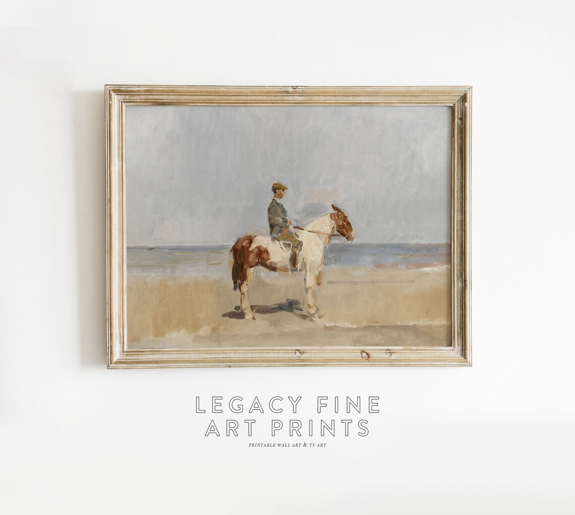 Vintage Horse Coastal Wall Art, Equestrian Art Print - Image 2