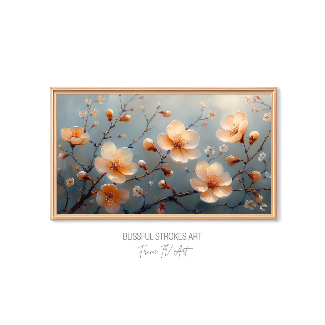 Cream White Blossom Sunny Spring Floral Branch Painting Art Print