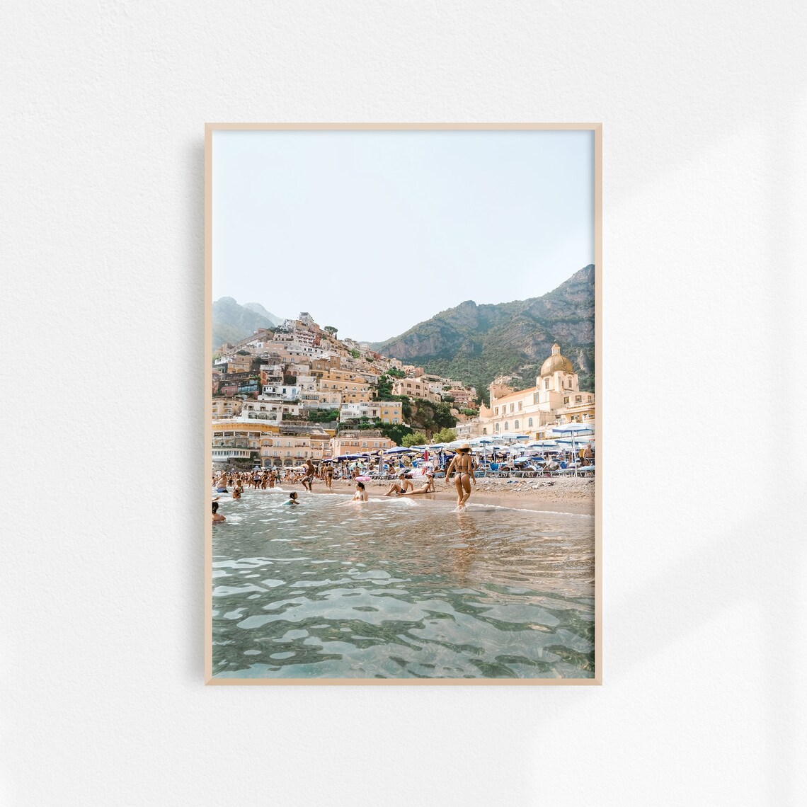 Positano Spiaggia Grande Beach Swimmers Amalfi Coast Photo Poster