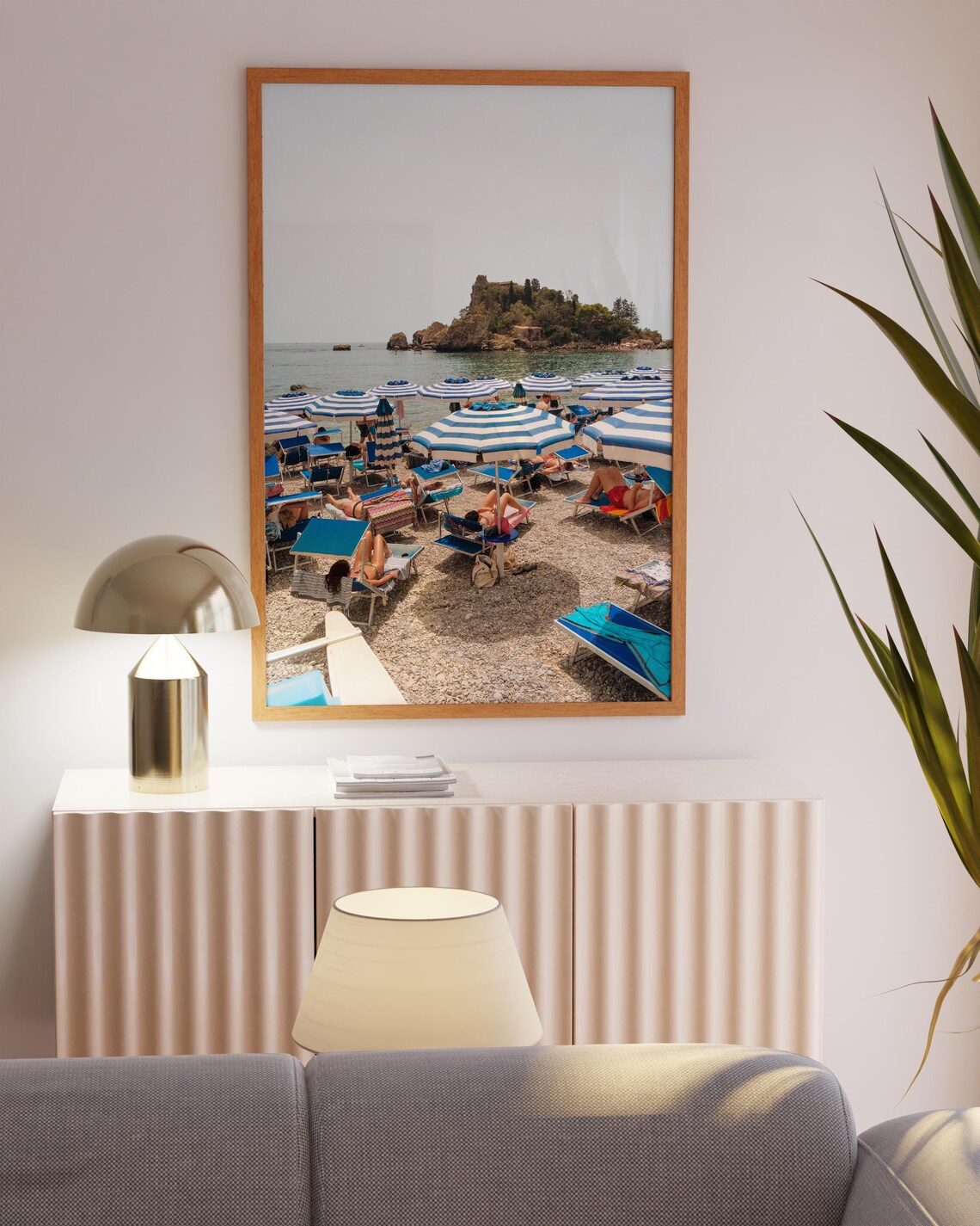 Isola Bella Taormina Blue Beach Umbrellas Sicily Travel Poster - Image 3
