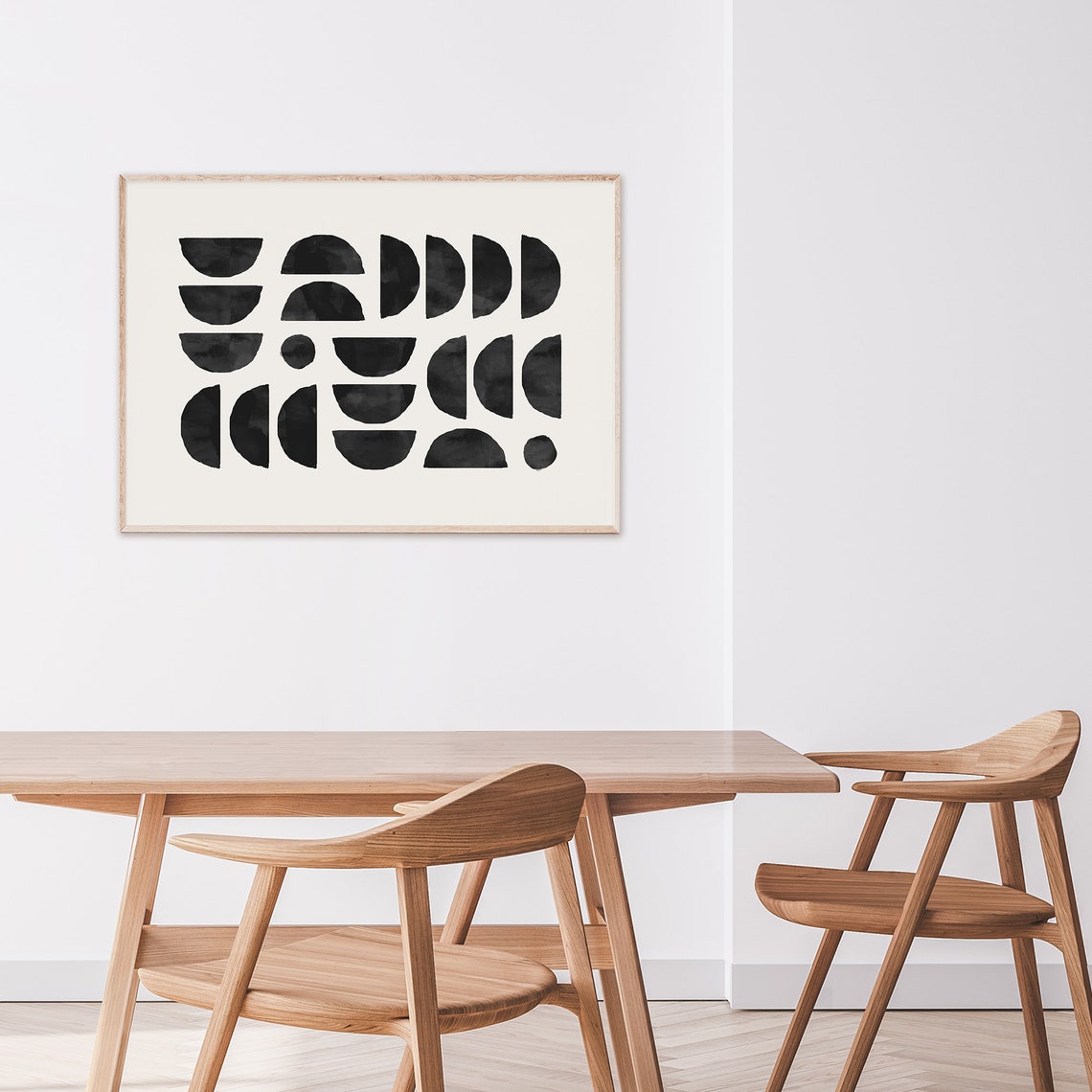 Black Half-Circle Geometric Shapes Modern Minimalist Abstract Poster - Image 2