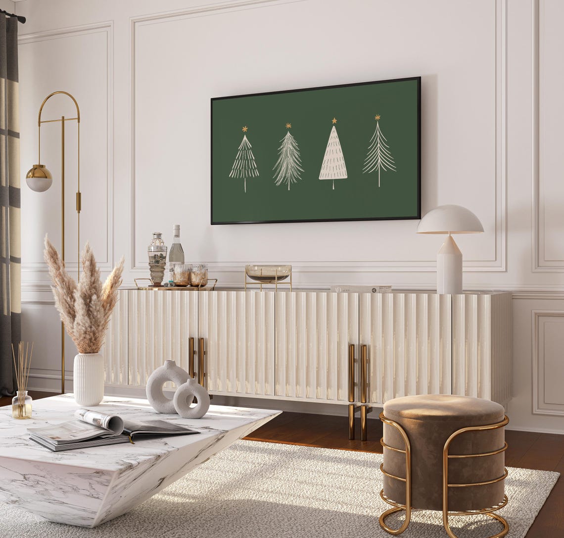 Minimalist White Christmas Trees Green Holiday Season Art Poster - Image 2