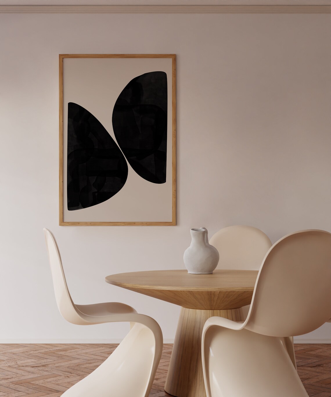 Bold Black Abstract Shapes On Beige Modern Minimalist Poster - Image 3