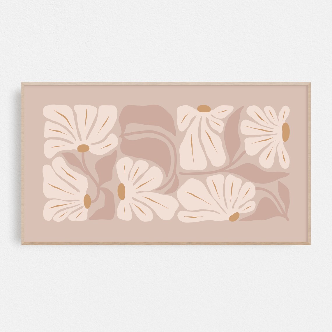 Neutral Beige Flower Art Print, Retro Botanical